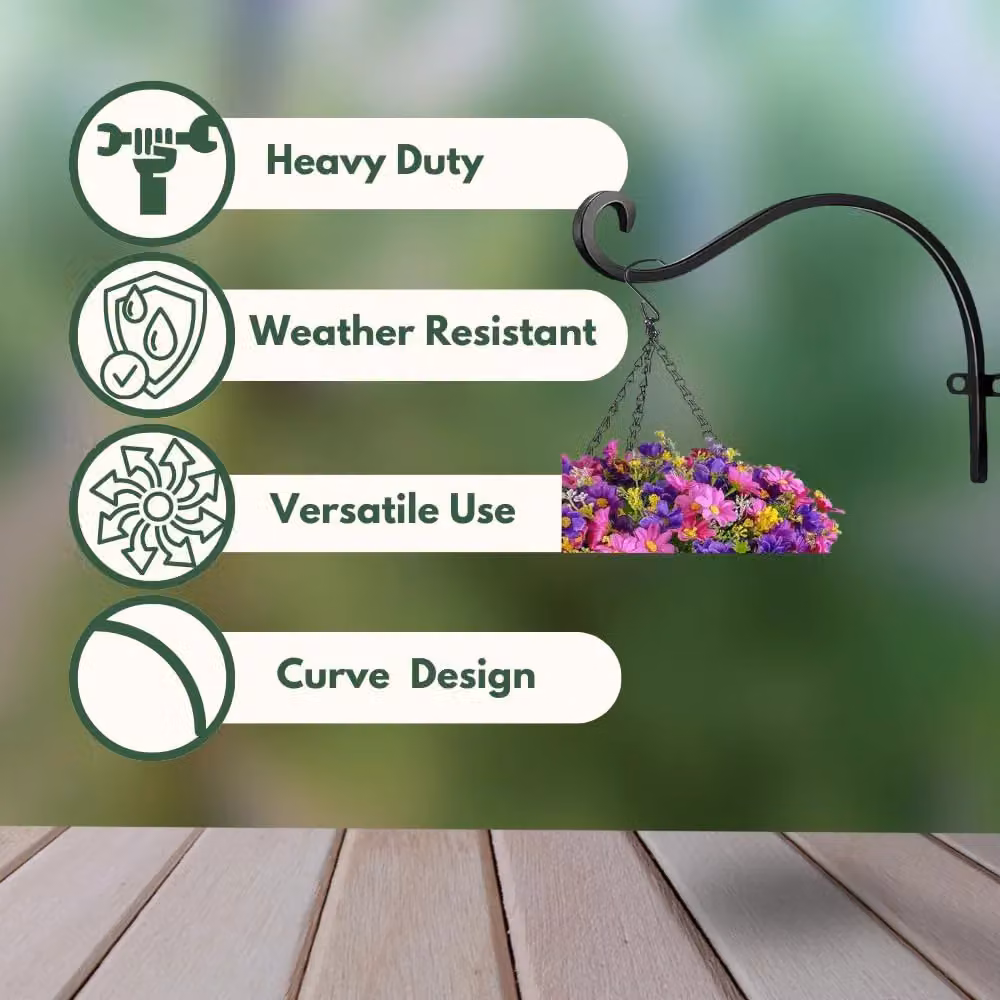 Marco Paul Black Metal 8 inch Hanging Basket Planter Bracket – 4