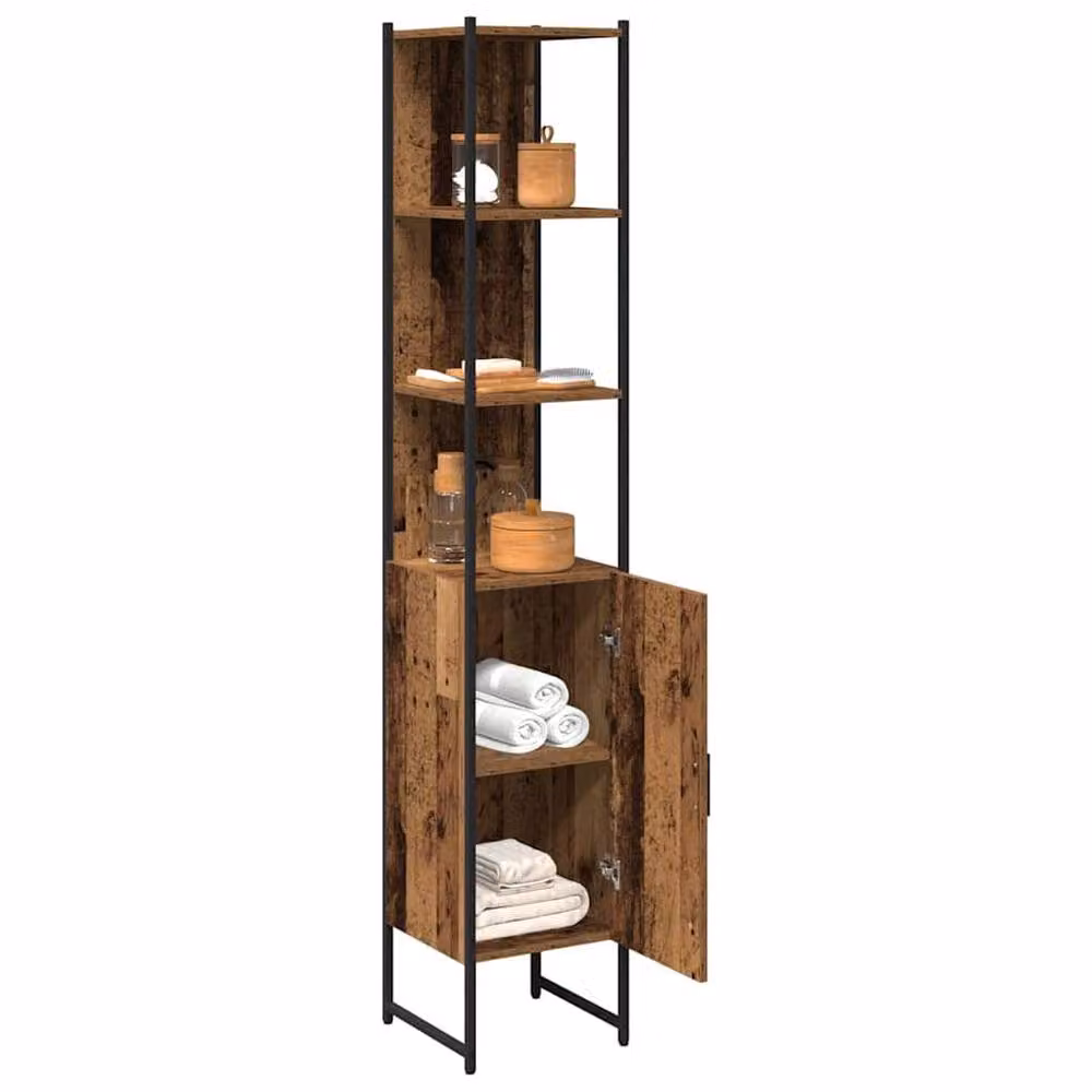 Berkfield Home Industrial Bathroom Cabinet in Brown, W/D/H: 33 x 33 x 185.5 cm – 3