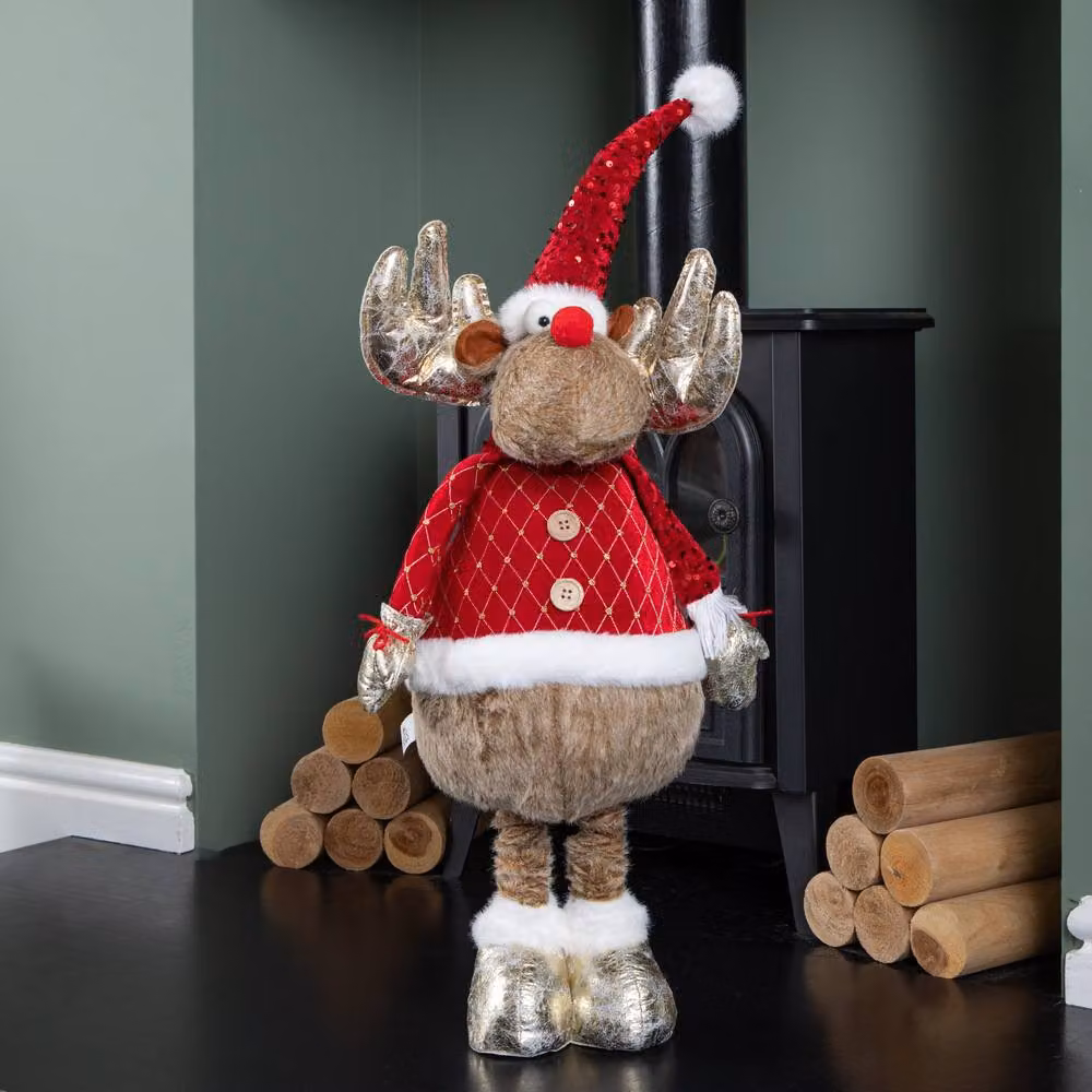 Samuel Alexander 1m Plush Festive Golden Comet Decoration in Gold, Red and White – 2