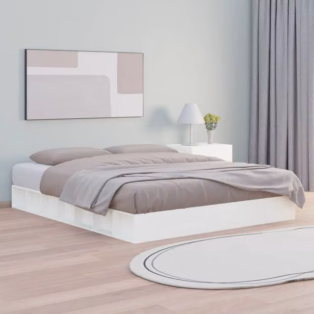 Berkfield Home White Solid Pine Wood Bed Frame W/D/H: 200 x 200 cm – 1