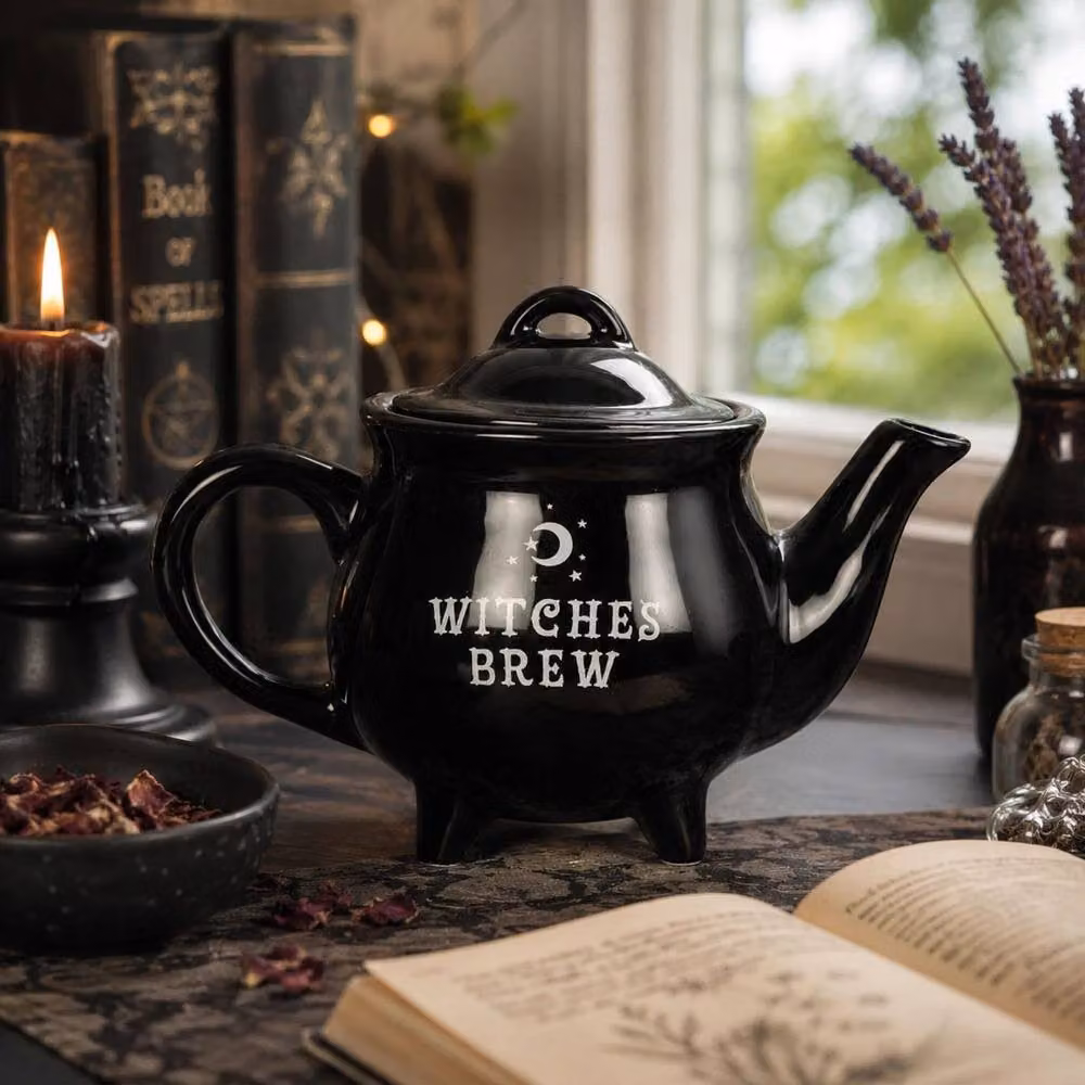 Marco Paul Black Cauldron Witches Brew Ceramic Teapot, 550ml – 4