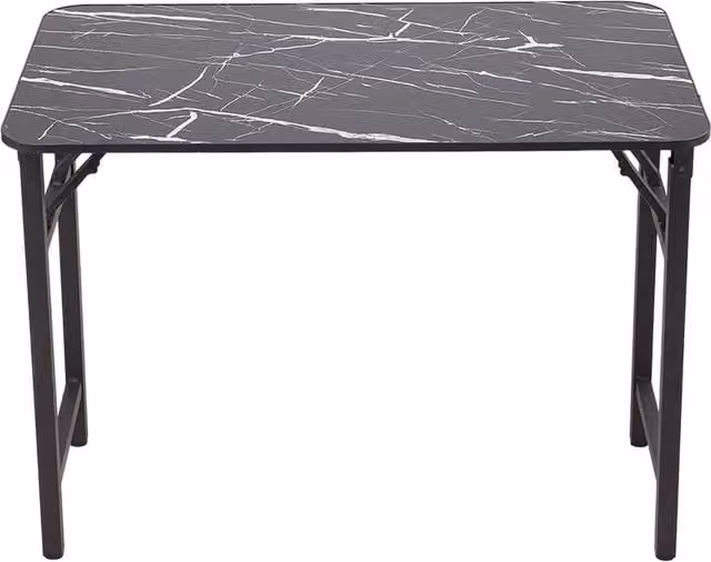 Livingandhome Folding Dining Table with Double Spring Mechanism in Black Marble