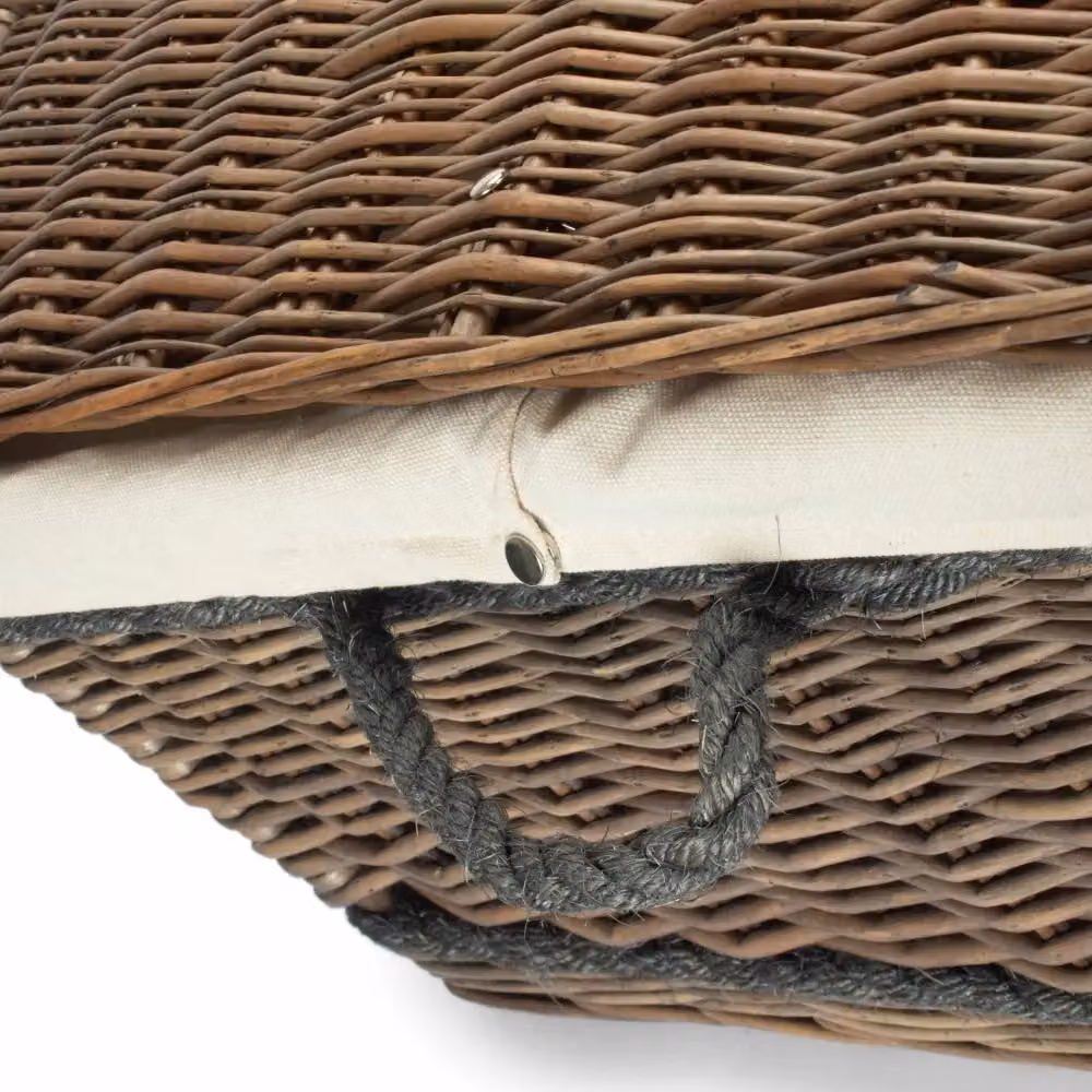 Red Hamper Antique Wash Picnic Basket with Rope Handles in Light Sand and Red, W: 72 cm – 4