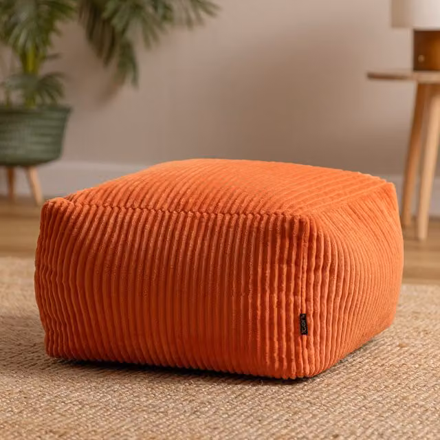 icon Cord Footstool in Terracotta Orange