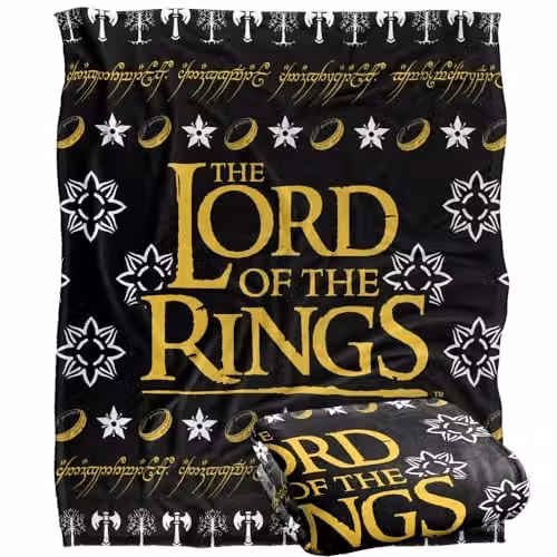 LOGOVISION Lord of the Rings Ugly Christmas Sweater Throw Blanket, Multicolour and White, W: 152 cm, D: 127 cm