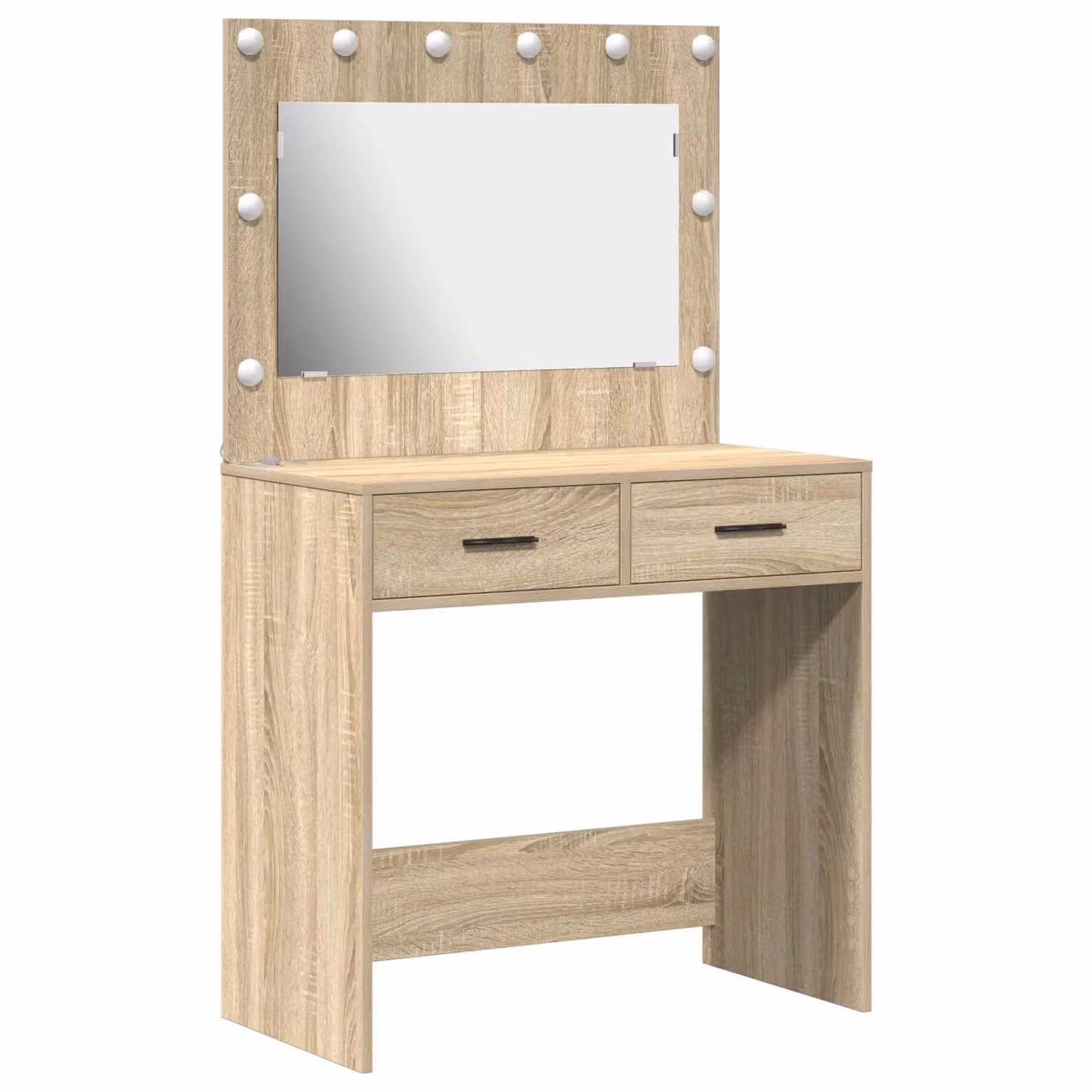 Berkfield Home Sonoma Oak Dressing Table with Hollywood LED Lights in Beige, W/D/H: 78.5 x 41 x 135 cm – 2