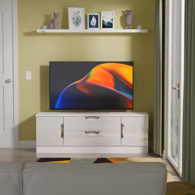 2 U Holborn Superwide TV Unit with 2 Doors and 2 Drawers in White Glossy Finish – 1