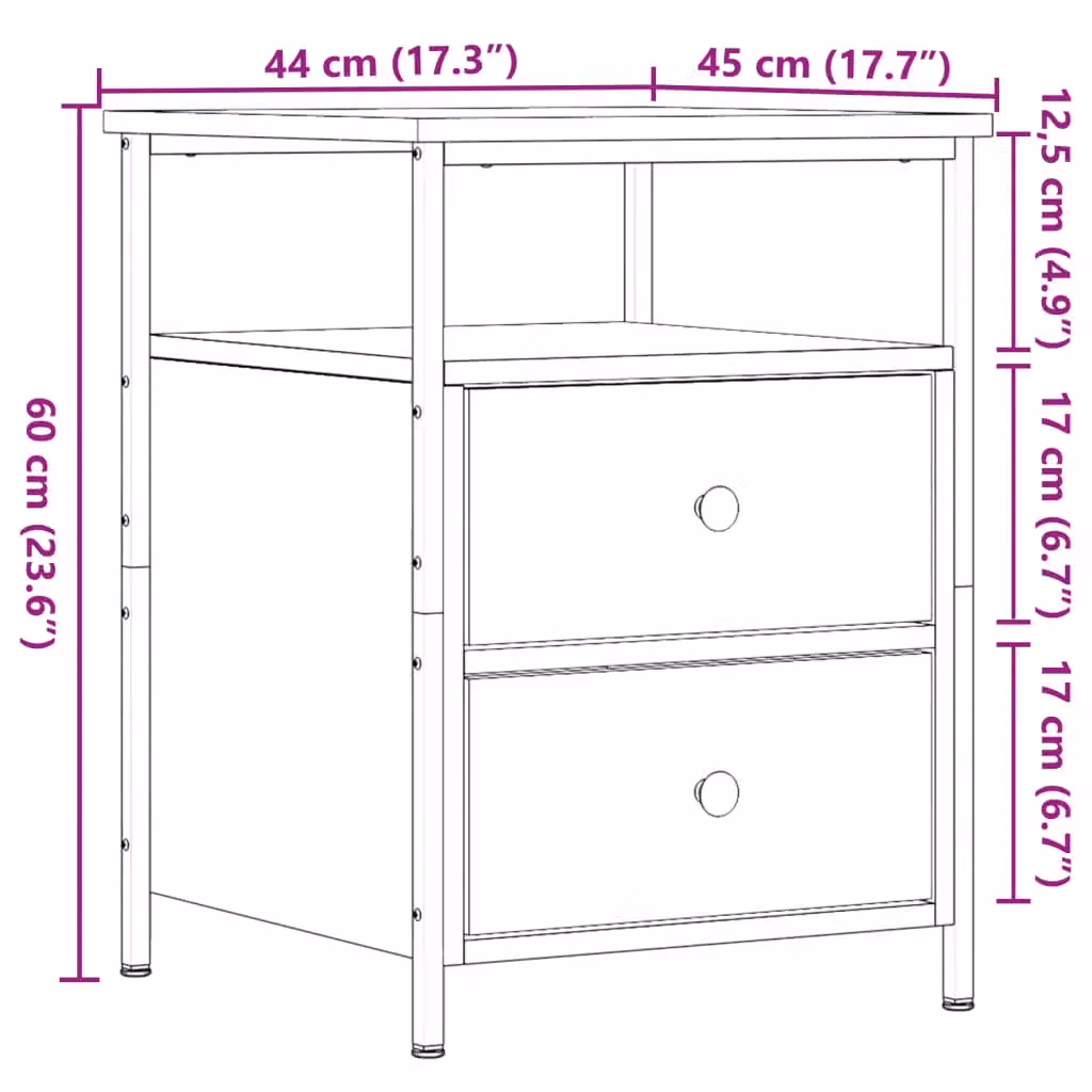 Berkfield Home Artisan Oak Bedside Cabinet in Brown, W: 44 cm, D: 45 cm, H: 60 cm – 4