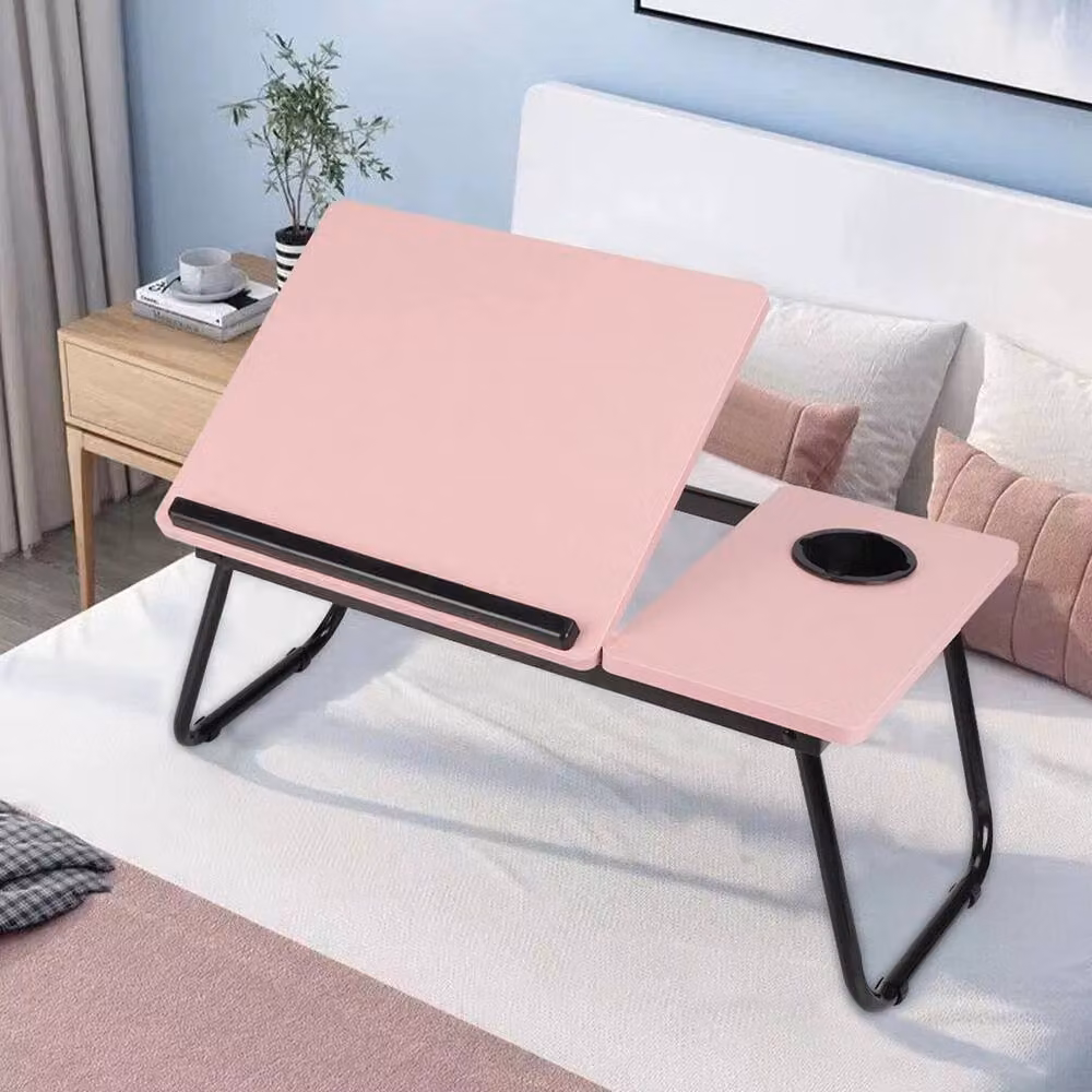 KORVIXA Adjustable Portable Folding Laptop Table Stand, Pink, W: 100 cm, D: 100 cm, H: 24.5 cm – 3