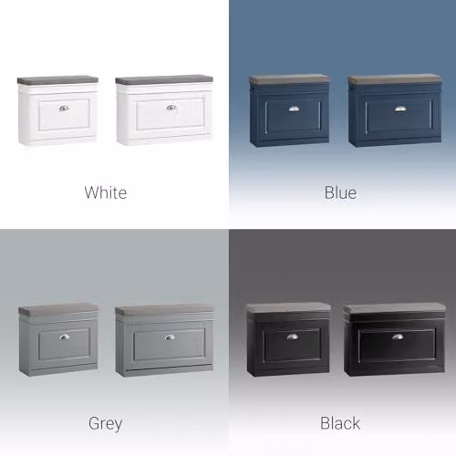 SoBuy Shoe Storage Bench with Seat Cushion in White, featuring a 2-Tier Rack and Flip Drawer for Hallway Storage, W/D/H: 60 x 24 x 51 cm – 5