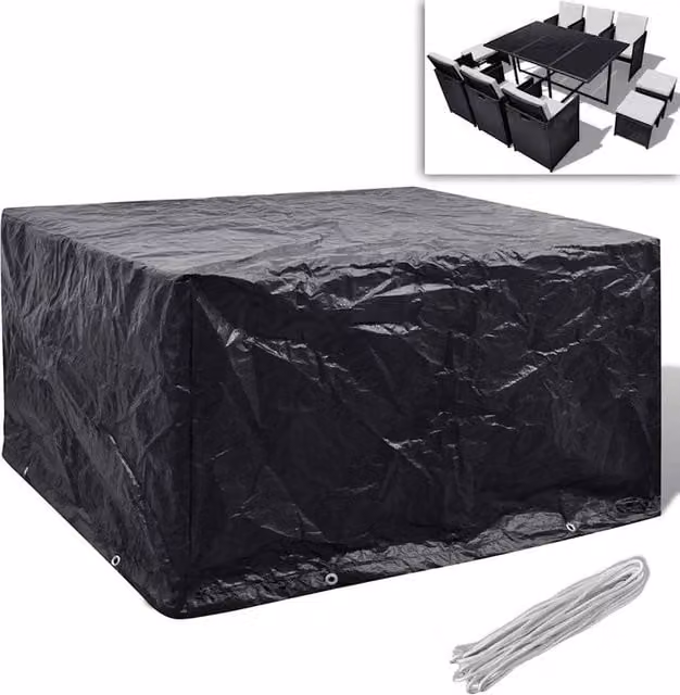 Berkfield Home Water Repellent Garden Furniture Cover for 6 Person Poly Rattan Sets, Black, W: 172 cm, D: 113 cm – 1