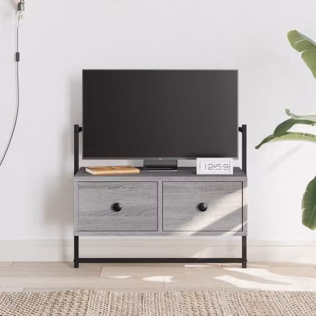 Berkfield Home Wall-mounted TV Cabinet in Grey, W: 60.5 cm, D: 30 cm, H: 51 cm
