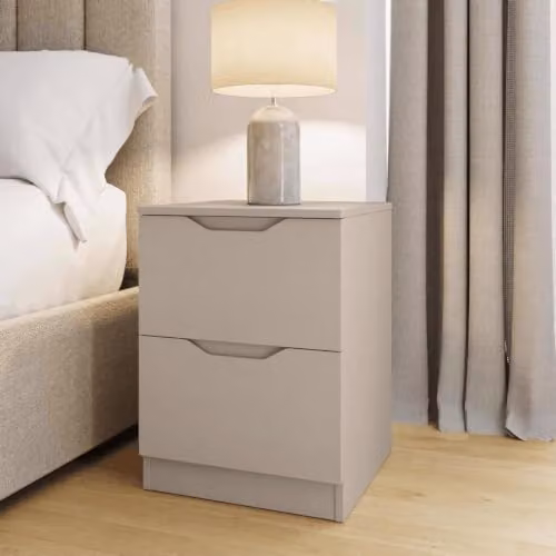 FWStyle Luno 2 Drawer Bedside Table in Beige – 2