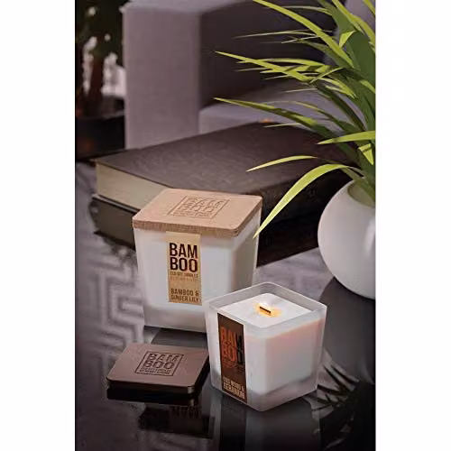 Heart & Home Bamboo & Ginger Lily Soy Wax Candle in Cool White – 2