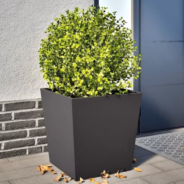 Berkfield Home Garden Steel Planter Tubs, Black, 2 Pieces, W/D/H: 50 x 50 x 50 cm – 1