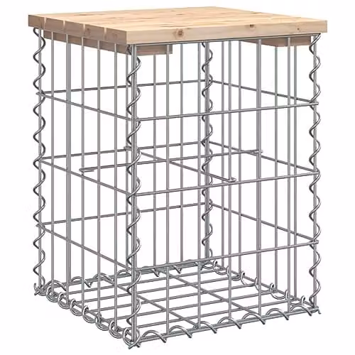 vidaXL Gabion Design Garden Bench in Untreated Solid Pine Wood, W/D/H: 33 x 31 x 42 cm – 1