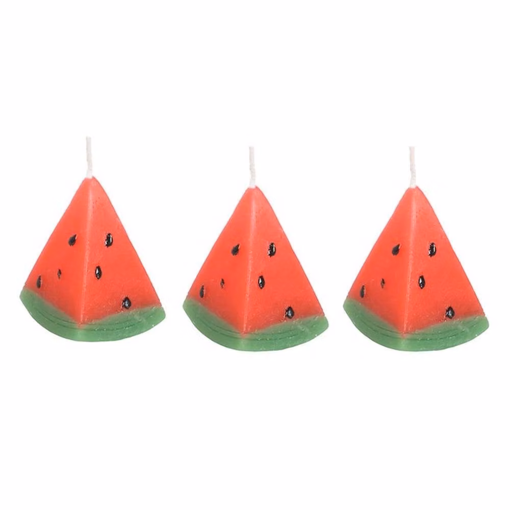 Uniqueful Set of 3 Multicolour Watermelon Shaped Candles – 2