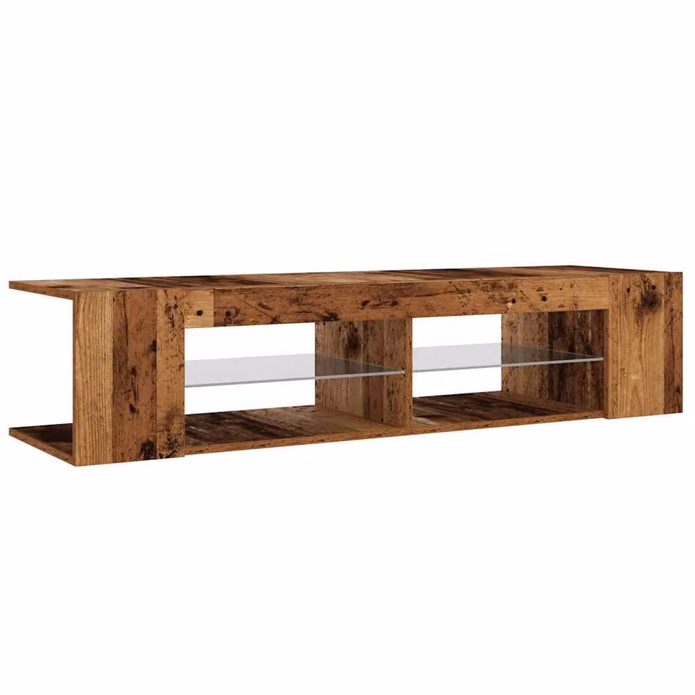Berkfield Home TV Cabinet with LED Lights in Old Wood, W/D/H: 135 x 39 x 30 cm – 5