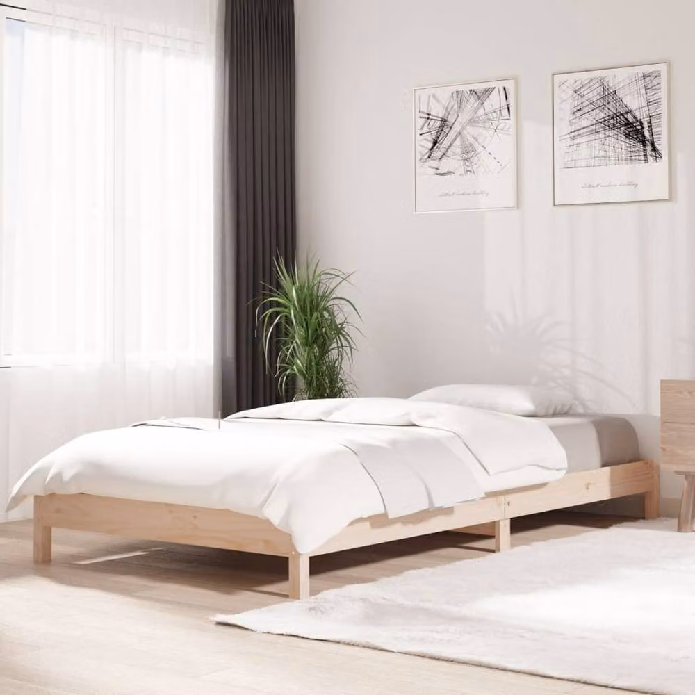Berkfield Home Stack Bunk Bed in Solid Pine Wood, Beige, W/D/H: 90 x 190 cm – 2