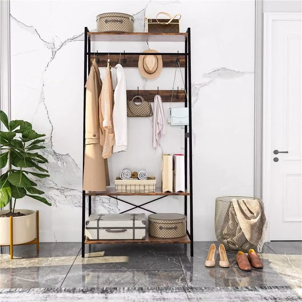 Kelvenix Industrial Clothes Rail Garment Rack and Coat Stand in Brown – 3