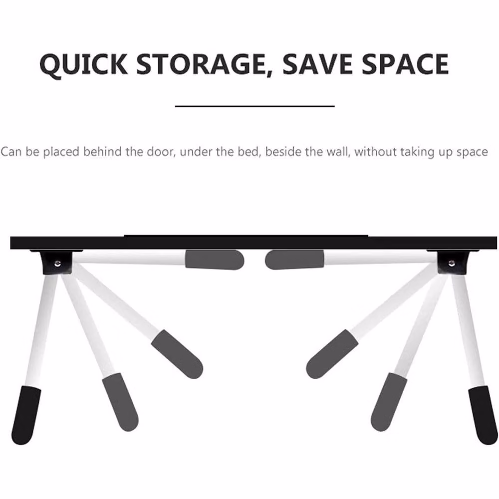FLAVORA Folding Lap Desk Portable Laptop Bed Desk in Black W/D/H: 48.0 x 30.0 x 21.0 cm – 2