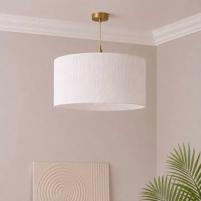 CGC Lighting Ramona White Ruffled Paper Large Lampshade with Diffuser, Diameter: 46 cm