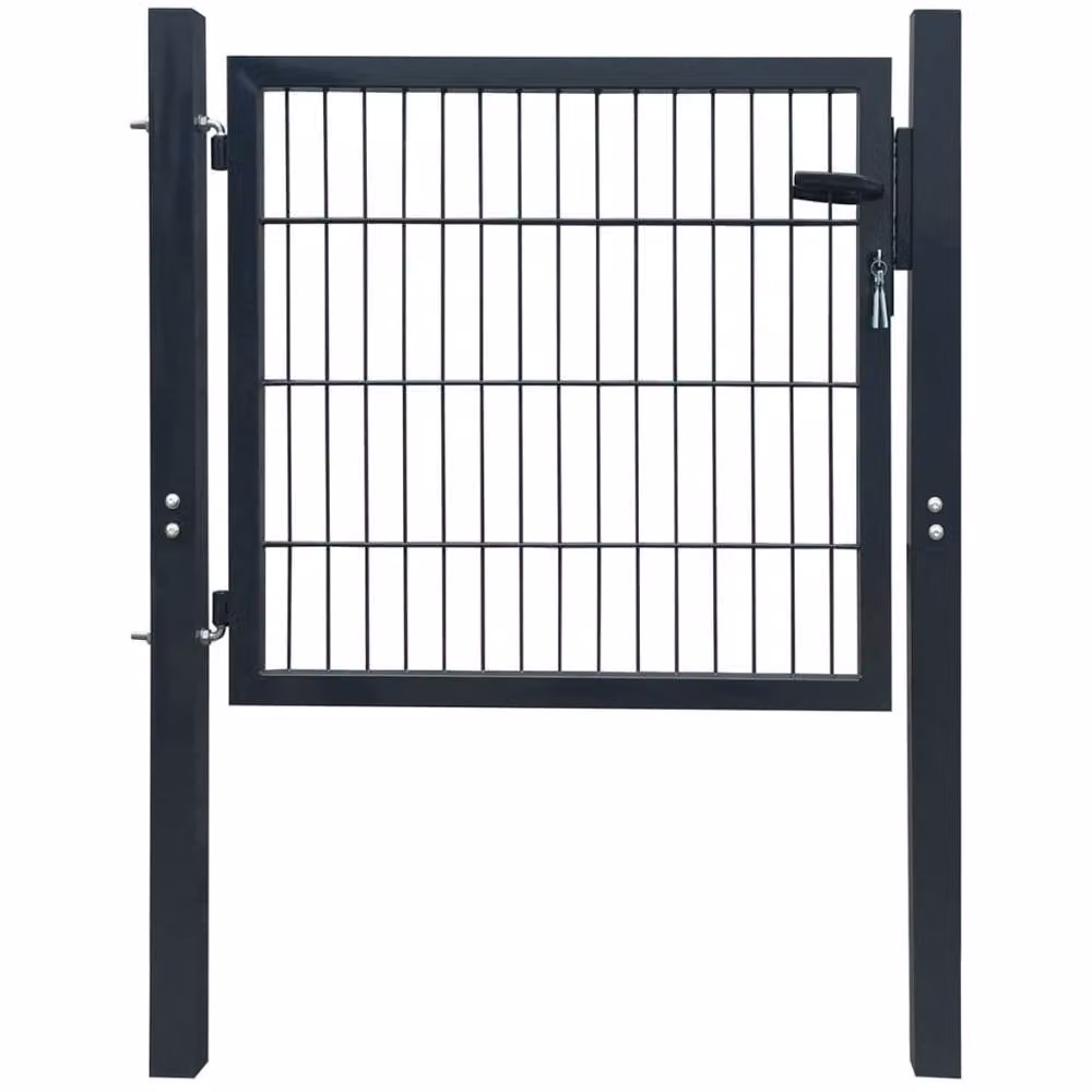 Berkfield Home Durable 2D Steel Single Swing Fence Gate in Anthracite Grey, W: 106 cm, H: 130 cm – 2