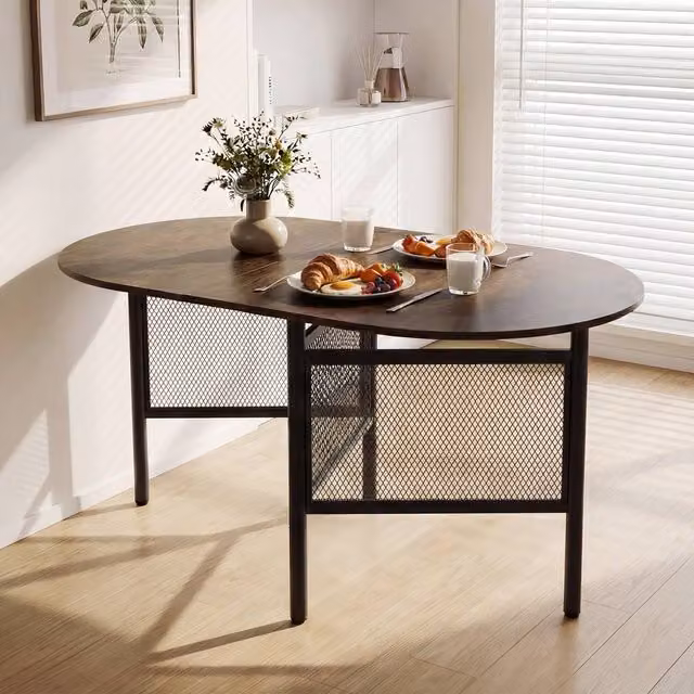 Costway Industrial Folding Dining Table and Console Table in Brown and Black, W: 150 cm, D: 60 cm, H: 76 cm