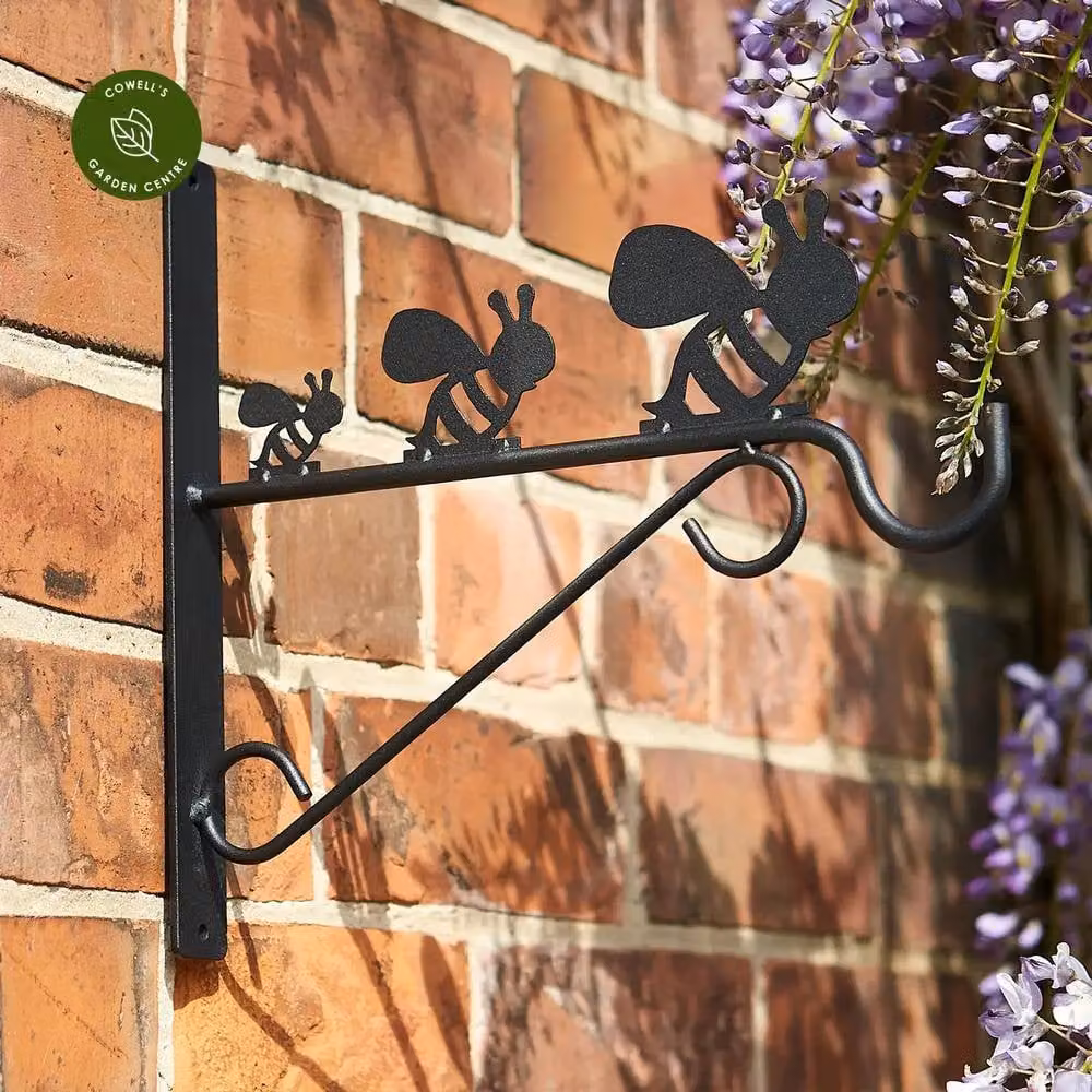 Tom Chambers Metal Bee Hanging Garden Basket Bracket in Black, 30 cm – 2