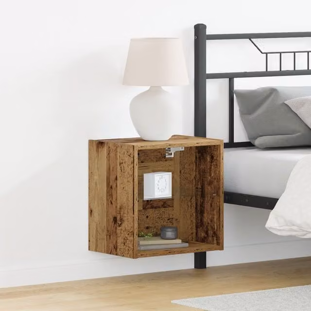 Berkfield Home Set of 2 Rustic Old Wood Floating Shelves, Brown, W/D/H: 40 x 28 x 5 cm