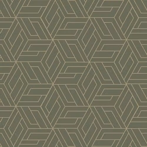 Grandeco Cobra Green Geometric Abstract Retro Pre-pasted Vinyl Wallpaper