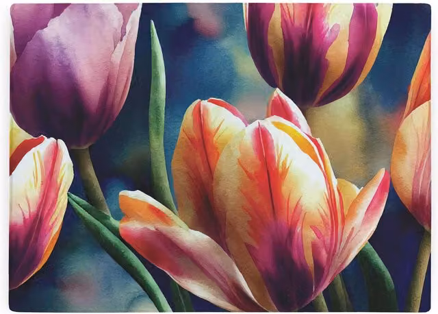 Purely Home Tulips Rectangular Glass Worktop Protector with Non-Slip Feet, Multicolour, W: 39 cm, D: 28.5 cm – 2