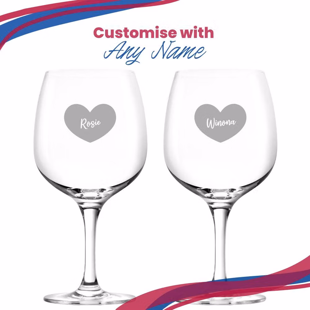 Uniqueful Personalised Spanish Gin Copa Balloon Cocktail Glass with Heart Design in Clear – 3