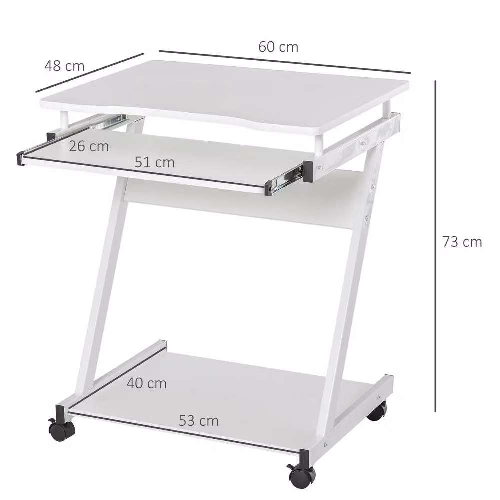 STILVORA Modern White Computer Desk with Keyboard Tray and Shelf, W/D/H: 120 x 60 x 73 cm – 3