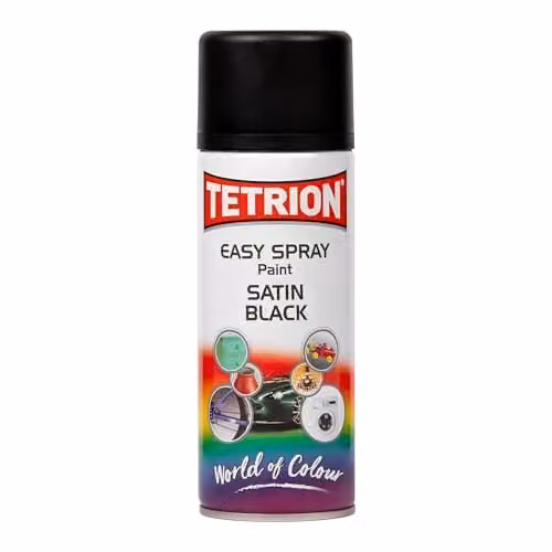 Tetrion Easy Spray Satin Black Quick-Drying Opaque Aerosol Paint, 400ml