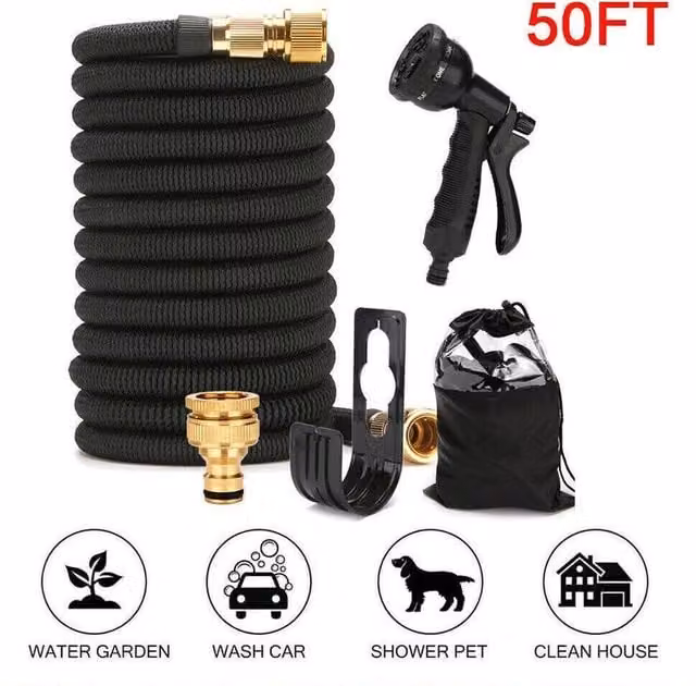 FLAVORA Heavy Duty Expandable Garden Water Hose in Black – 1