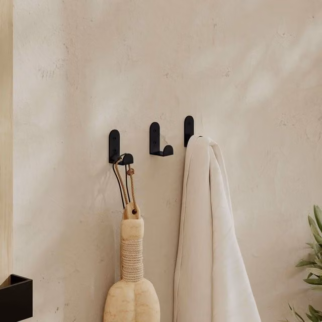 Decortie Leny Triple Hook Wall Mounted Set of 3 in Black Metal