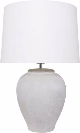 Pagazzi Belen Modern Concrete Table Lamp in Grey with White Fabric Shade, H 56.5 x W 38.0 x D 38.0 cm