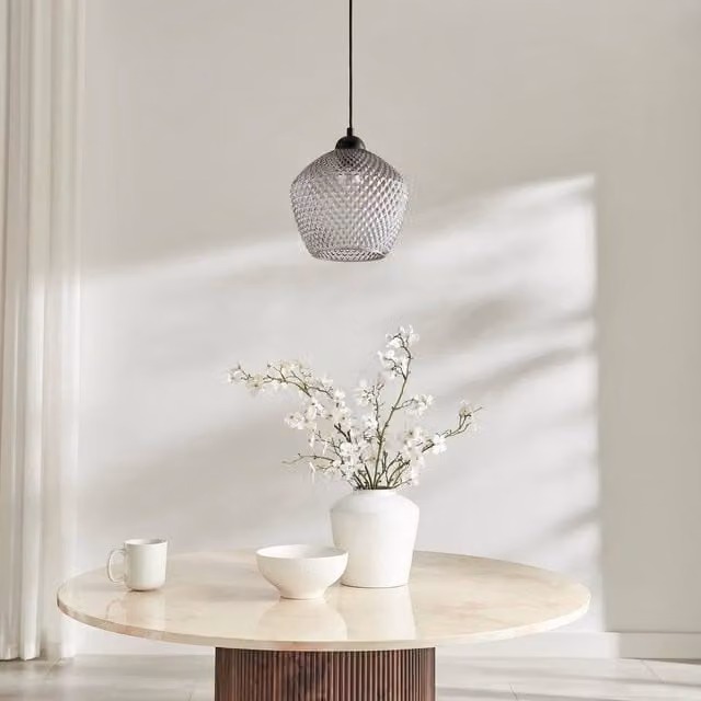 FurnitureboxUK Abigail Smoky Grey Glass Pendant Ceiling Light