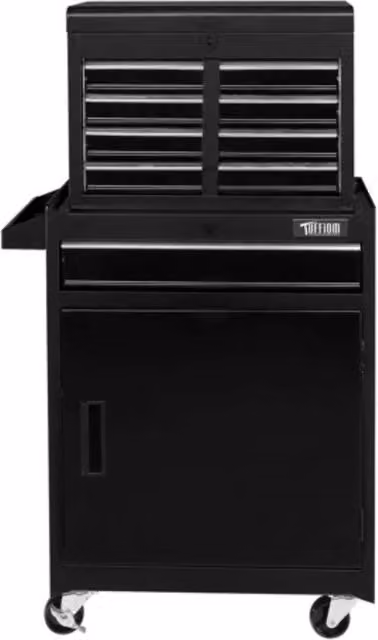 Kelvenix Black Metal Tool Cabinet Storage Chest with 5 Drawers, Lockable and Rollable, W: 100 cm, D: 27.94 cm, H: 102.11 cm