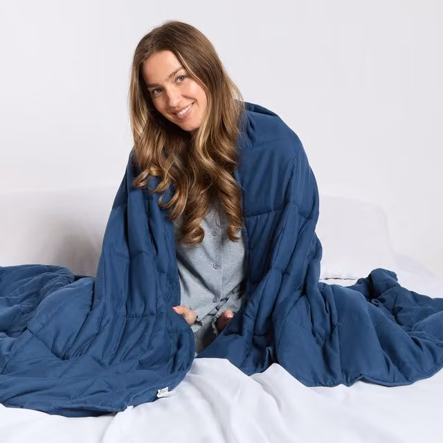 OHS Sensory Sleep Therapy Weighted Blanket for Adults, Blue, W/D/H: 150 x 200 cm, 8kg – 4
