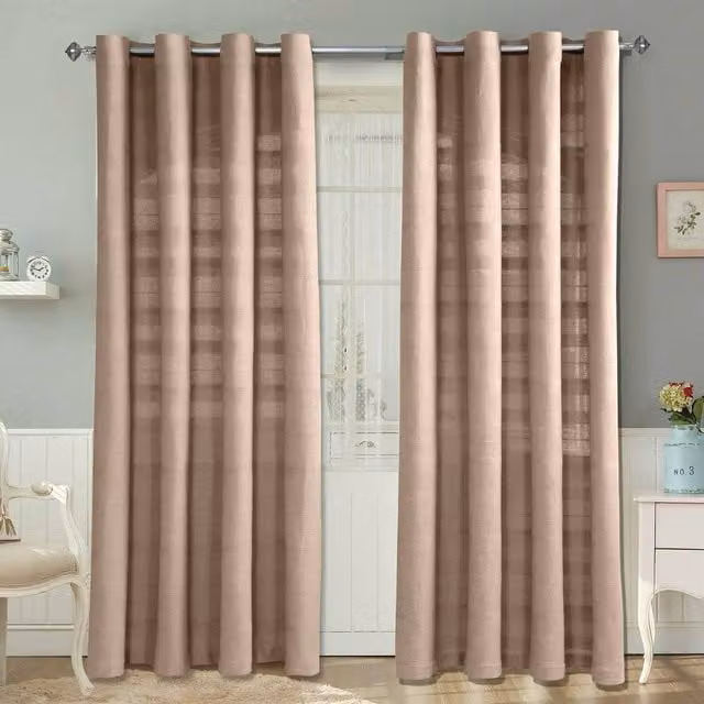 Homescapes Cotton Rajput Ribbed Curtain Pair in Beige