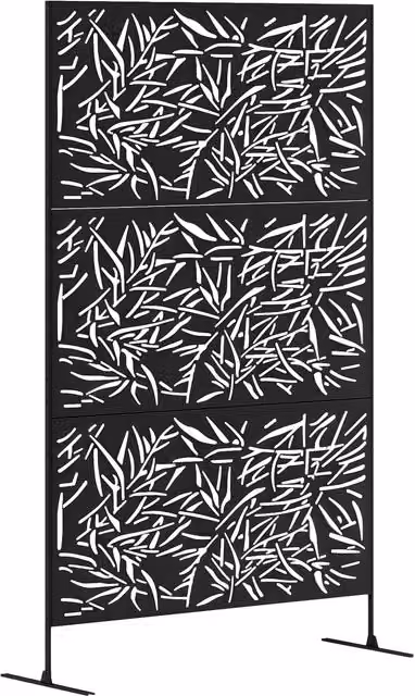 Outsunny Freestanding Metal Decorative Garden Privacy Screen, Black, H: 198 cm, W: 122 cm, D: 45 cm – 9