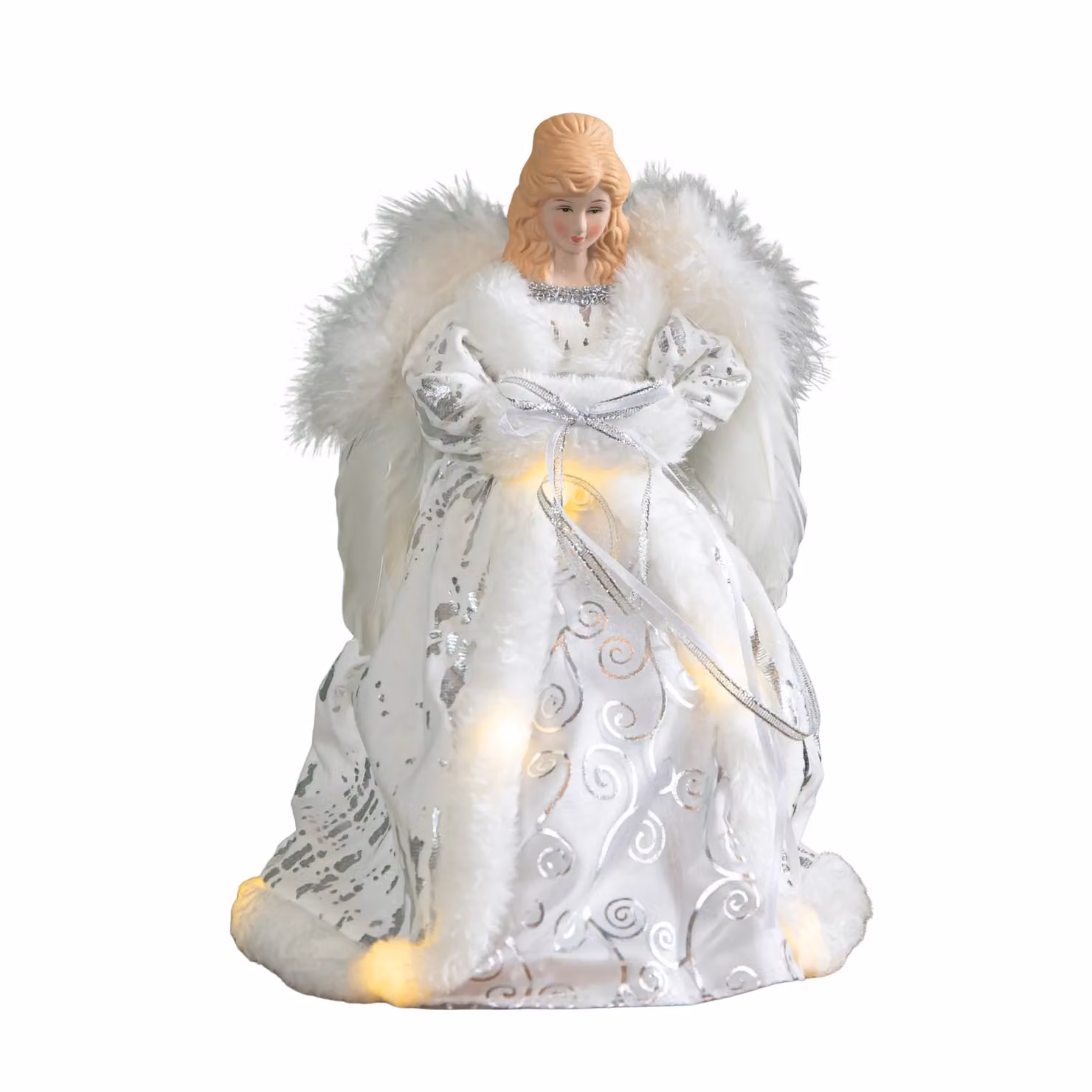 Samuel Alexander White and Silver LED Light Up Christmas Angel Tree Topper, Height: 30 cm – 4