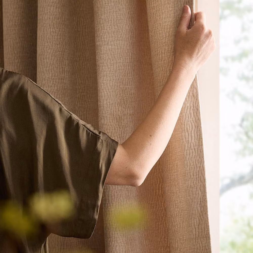 Yard Heath Washed Velvet Pencil Pleat Curtain Pair in Beige, Width: 229 cm, Drop: 229 cm – 2