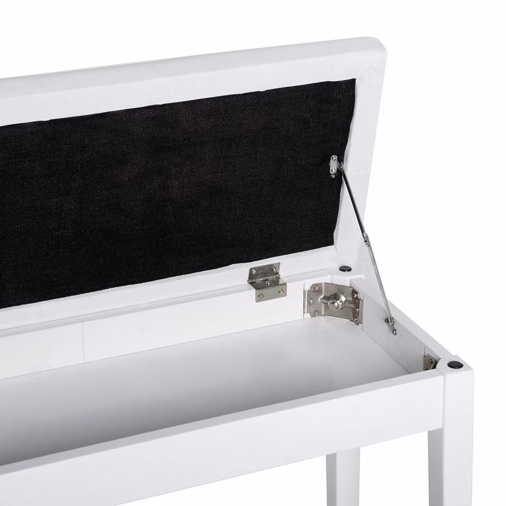 KORVIXA Faux Leather Piano Stool in White with Storage – 2
