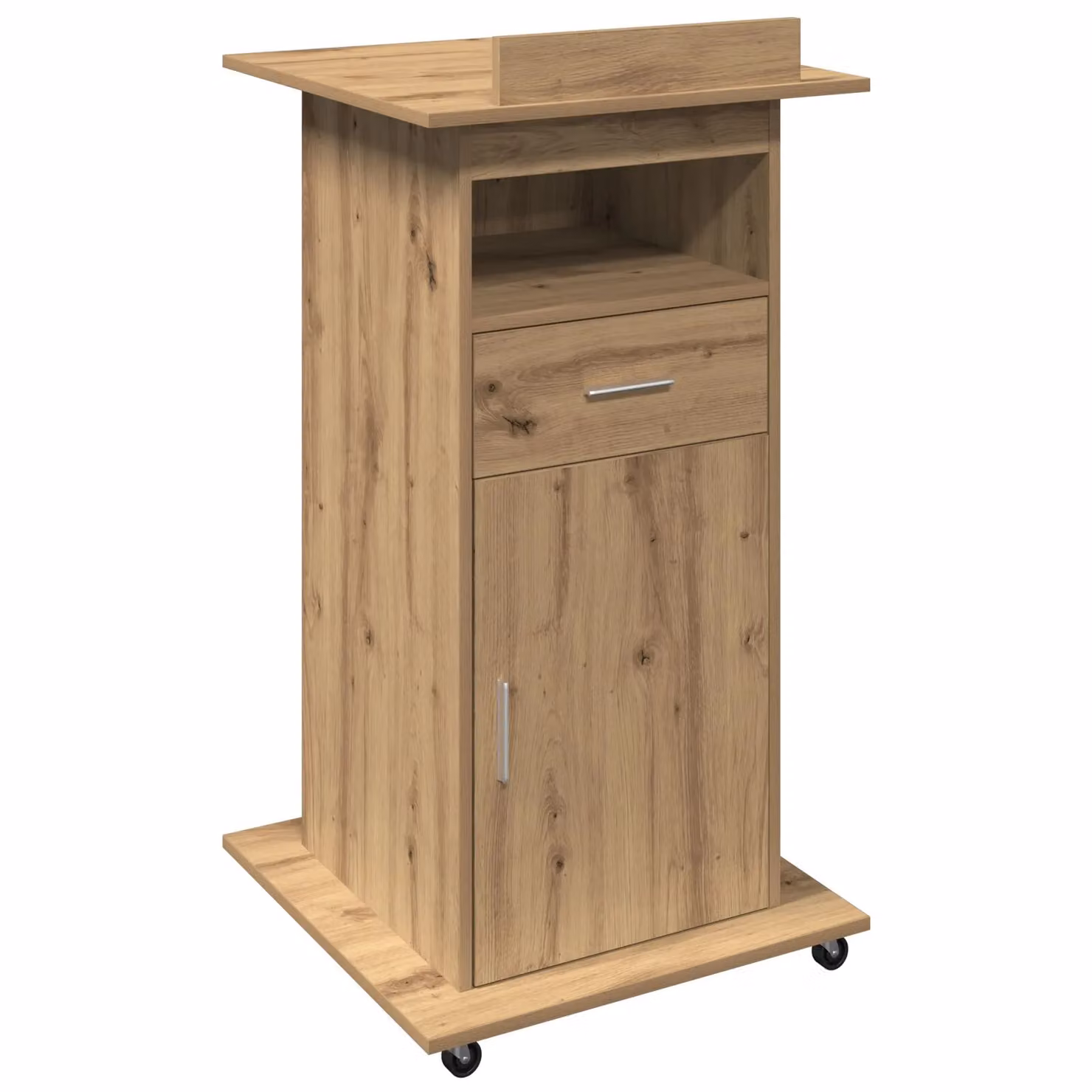 Berkfield Home Artisan Oak Lectern Podium with Castors in Brown – 2