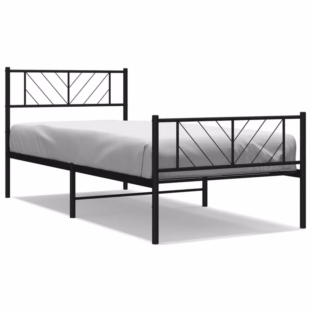 Berkfield Home Metal Bed Frame with Headboard and Footboard, Black, W: 80 cm, L: 200 cm – 2