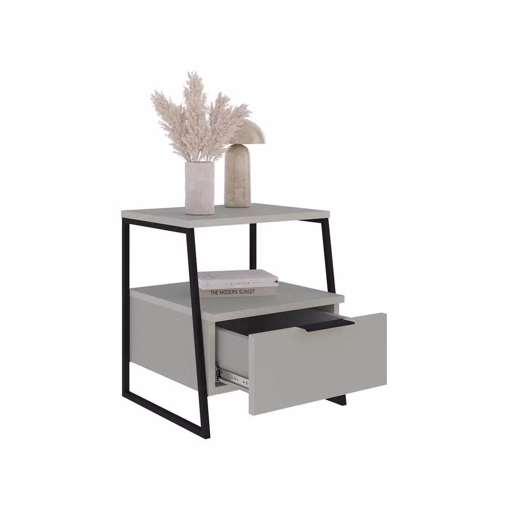 SPETLEK Green and Black 1 Drawer Bedside Table with Metal Frame – 2
