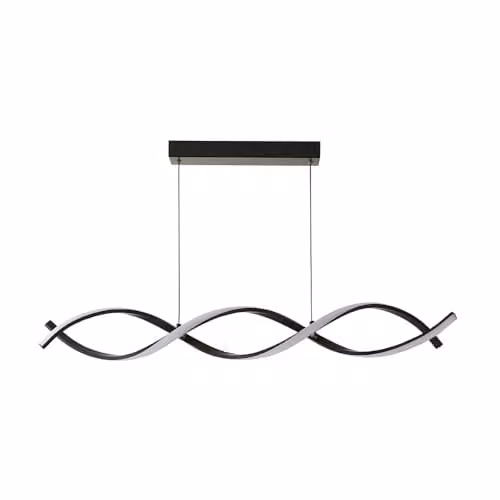 ValueLights Matt Black Double Twist Suspended Ceiling Light with Integrated LED and Touch Control